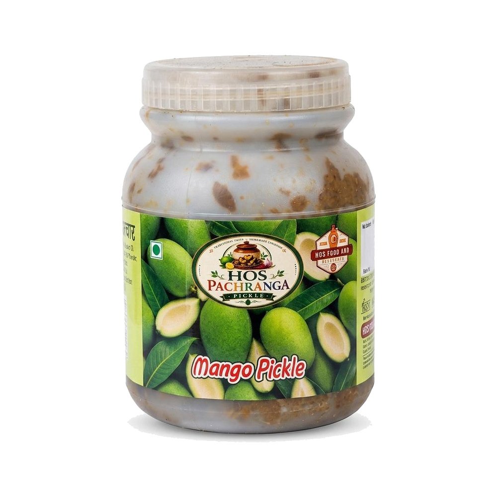 HOS Mango Pickle (Aam Ka Achar) Bring the authentic taste of traditional Indian pickle to your everyday meals with HOS Mango Pickle (Aam Ka Achar) from HOS FOOD AND BEVERAGES. A classic Indian favourite, mango pickle is a delicious accompaniment to paratha, roti, dal, rice, curd, khichdi and snacks. Enjoy the traditional pickle experience with your favourite homemade meals.